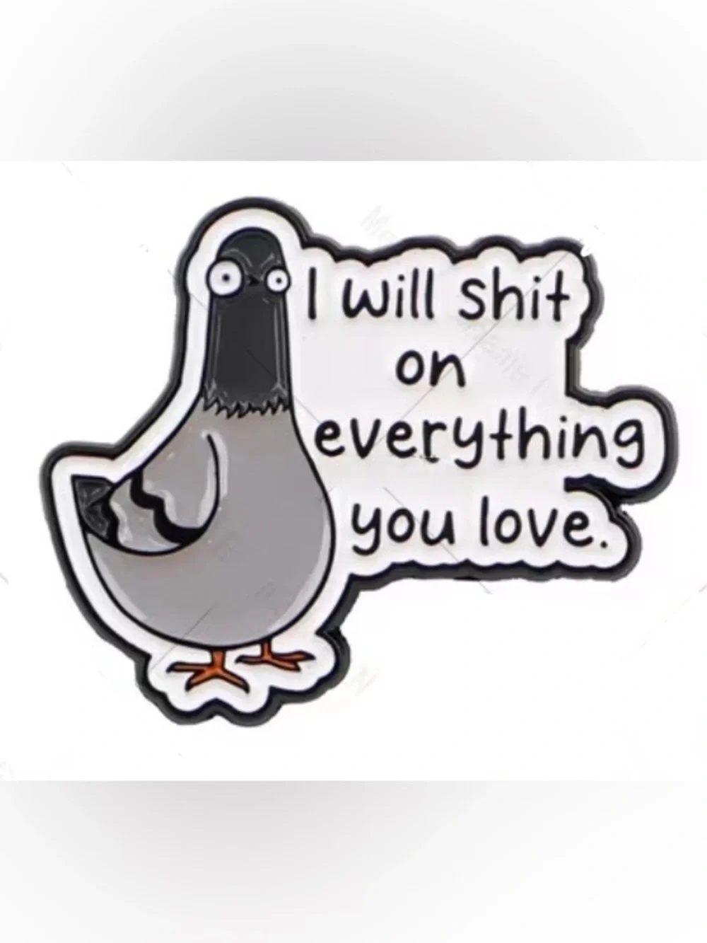 Novelty Pigeon Enamel Pin - Gray - NEW